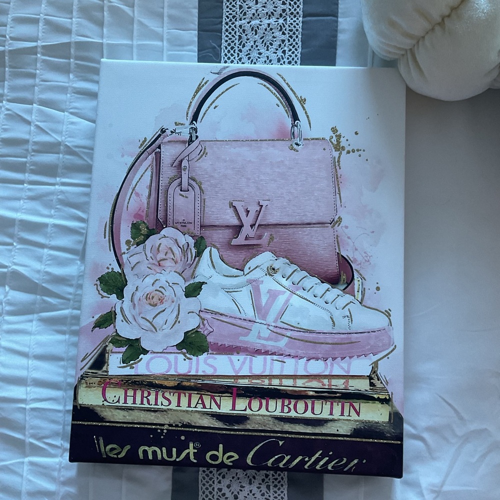 Fashion Canvas Pink and White Luxury Designed Canvas Art $25 NWOT